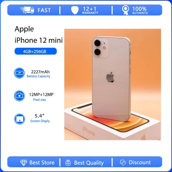 Apple iPhone 12 mini 5G Face ID téléphone portable Original utilisé débloqué 5.4 "64/128/256GB ROM hexa-core IOS 12MP caméra