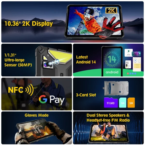 【Première mondiale】Ulefone Armor Pad 4 Ultra 5G Tablette robuste Imagerie thermique 11800mAh 10,36"2K 16GB + 256GB Android 14 Lumière LED – Image 6