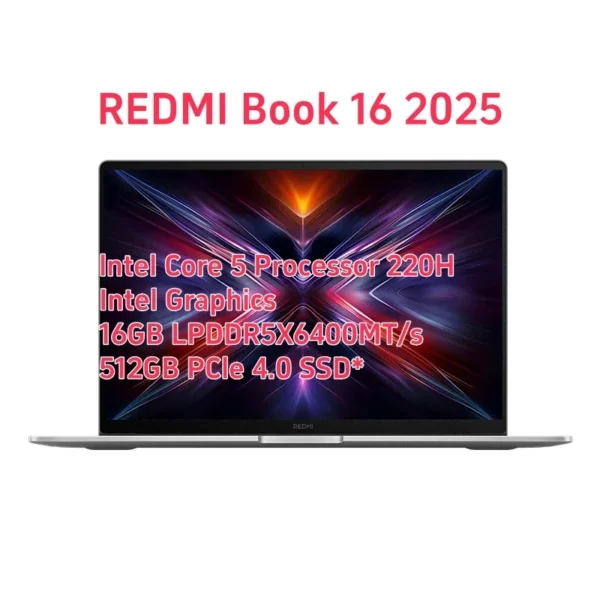 Xiaomi-Ordinateur portable Redmi Ple16 2025, ordinateur portable de bureau d'étude, processeur Intel Core 5 220H, 210H, 16 Go, 32 Go, DDR5, 512 Go, 1 To SSD – Image 9