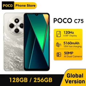 POCO C75 Global Version Smartphone NDavid 128 Go 256 Go 6.88 "Dot DstressDisplay Helio G81-Ultra 50MP Camera Massive 5160mAh Battery