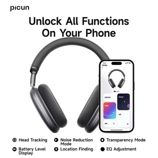 Picun F8 Pro ANC casque sans fil suivi de la tête Audio spatial 3D-52dB ANC HIFI Bluetooth casque ENC HD micro application à faible latence – Image 5