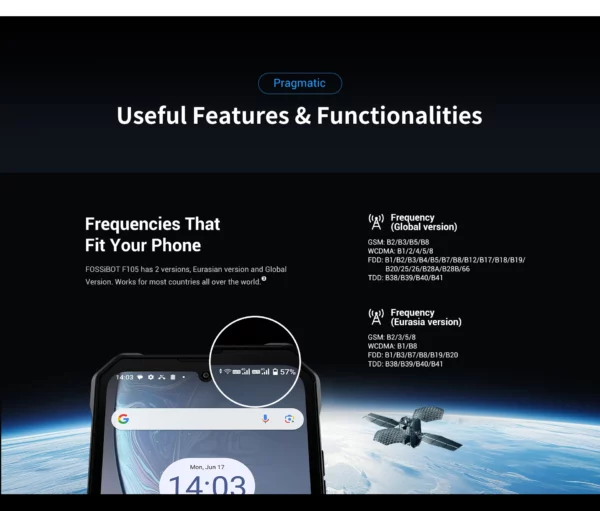 FOSSiBOT F105 Smartphone robuste Android 14 12GB + 64GB téléphone portable 6.745 "HD + écran IPS 20MP caméra 10300mAh téléphone portable – Image 32
