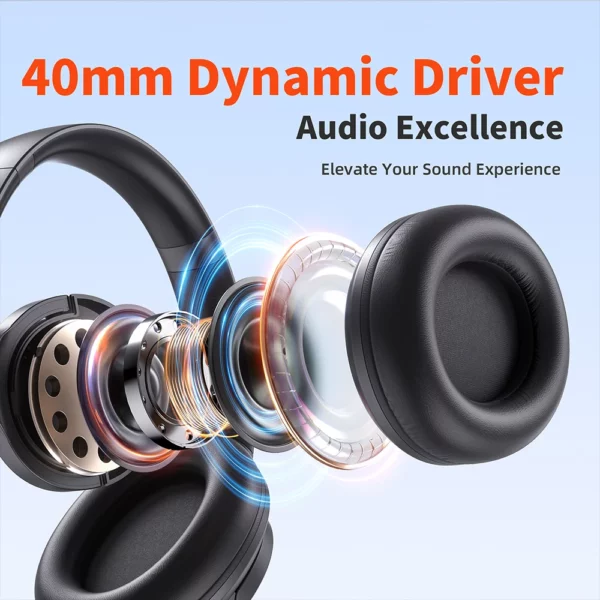 Casque sans fil QERE E80 écouteur bluetooth 5.3 ANC suppression du bruit Audio haute résolution sur l'oreille casque 70H 40mm Driver2.4G – Image 11