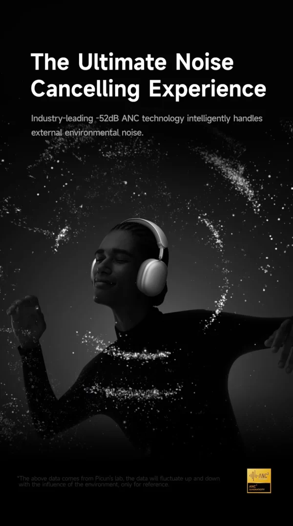 Picun F8 Pro ANC casque sans fil suivi de la tête Audio spatial 3D-52dB ANC HIFI Bluetooth casque ENC HD micro application à faible latence – Image 37