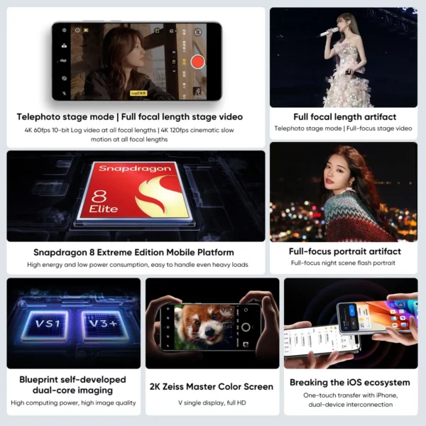 VIVO X200 Ultra 5G Smartphone Snapdragon 8 Elite 6.82 ''AMOLED LCD 6000mAh 90W Charge Flash 50MP + 200MP caméra NFC Android 15 – Image 3