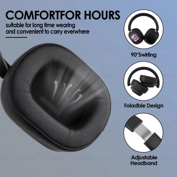 Siindoo JH-ANC930Plus casque sans fil hybride, casque antibruit actif avec écran LED à commande tactile multi-magnétique – Image 8