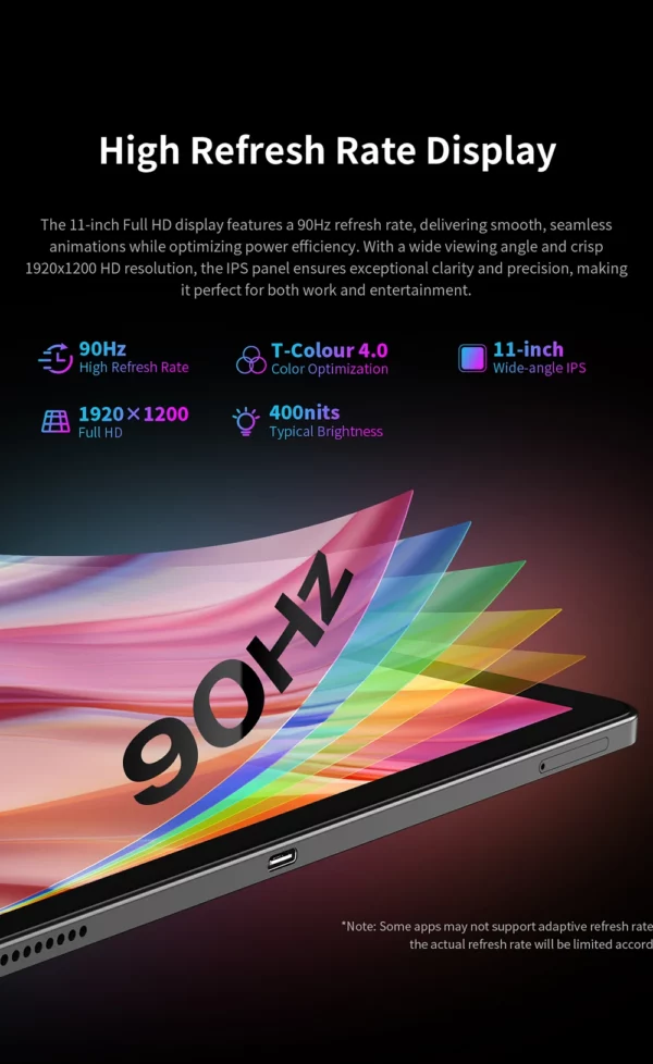 Tablette Teclast T50 Plus Android 14, 11 pouces, 2K, 90Hz, haute rafraîchissement, 6 go + 256 go, UNISOC T620, batterie 8000mAh, caméra 8MP + 13MP, languette 4G – Image 13