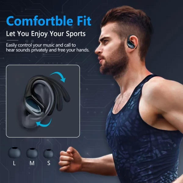 Écouteurs sans fil Bluetooth 5.3, avec bouton micro, contrôle du bruit, crochets d'oreille, casque étanche pour le sport – Image 4