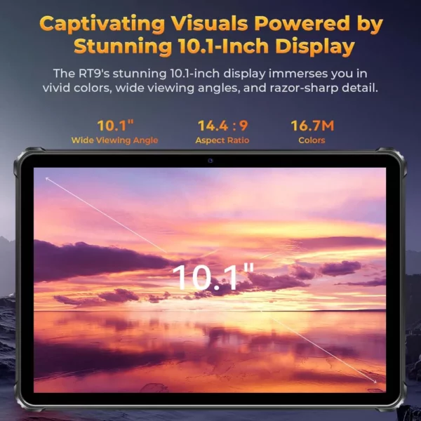 Oukitel RT9 tablette robuste tablette robuste 10.1 "écran HD 24GB RAM 256GB tablette étanche 11000mAh batterie Android 14.0 tablette PC – Image 3