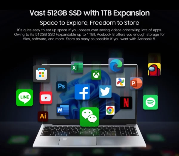 Blackview Acebook 8 ordinateur portable 15.6 ''Win 11 12e génération processeur Intel Core N97 16 Go DDR4 512 Go SSD 5000 mAh batterie avec Charge 36 W – Image 22