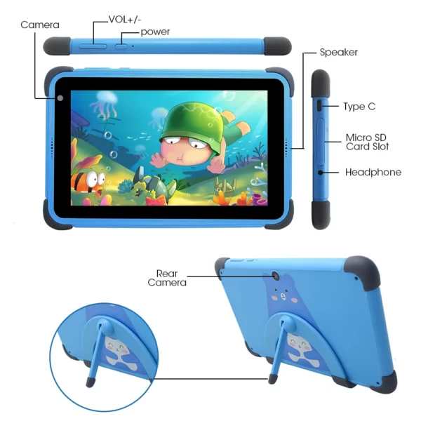 Tablette reconditionnée 7 ''Android tablette pour enfants 2GB 32GB 4 cœurs tablette utilisée pour les enfants 1024x600 IPS double Wifi 5G 3000mAh sans support – Image 20