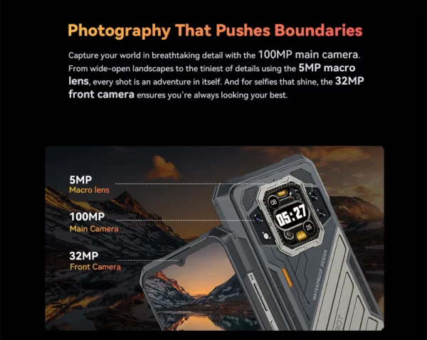 [Première mondiale] CUBOT KINGKONG X PRO, Smartphone 5G, Dimensity 8200, 4 nm, 3,1 GHz, 144 Hz Écran 6,72", Batterie 10200mAh, 24 Go de RAM (12 + 12 Go étendus), 256 Go de ROM, Appareil photo 100 MP, telephone portable – Image 20