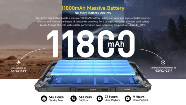 【Première mondiale】Ulefone Armor Pad 4 Ultra 5G Tablette robuste Imagerie thermique 11800mAh 10,36"2K 16GB + 256GB Android 14 Lumière LED – Image 27