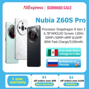 Nubia Z60S Pro Version mondiale 5G Smartphone Snapdragon 8 Gen 2 MyOS 14.0 120Hz écran AMOLED 6.78 pouces 50M + 50M + 8M 5100mAh NFC