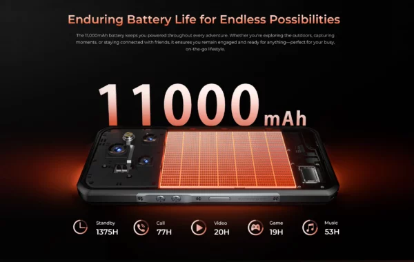 Oukitel WP55 Pro 5G Smartphone robuste Android 15 48GB(16 + 32) + 512GB 11000mAh batterie 33W 108MP 6.6 pouces FHD + téléphone portable – Image 16