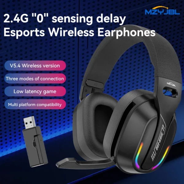 MZYJBL Bluetooth casque GT100 ENC suppression du bruit 2.4G casque sans fil sur l'oreille 5.4 écouteur étanche sport écouteurs – Image 6