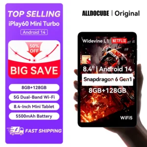 Alldocube iPlay60 Mini Turbo 8.4 pouces tablette Android14 Snapdragon 6Gen1 8 + 8GB RAM virtuelle + 128GB ROM Widevine L1 4K décodage vidéo