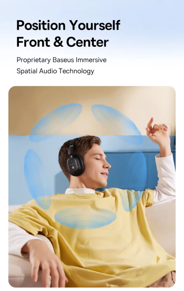 Baseus Bowie H1i casque sans fil Bluetooth 5.3 suppression Active du bruit sur l'oreille casque haute résolution LHDC écouteur 100H de lecture – Image 15