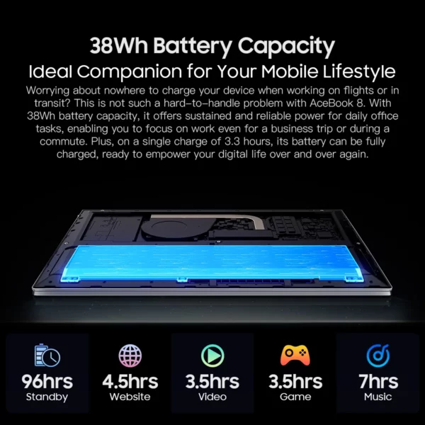 Blackview Acebook 8 ordinateur portable 15.6 ''Win 11 12e génération processeur Intel Core N97 16 Go DDR4 512 Go SSD 5000 mAh batterie avec Charge 36 W – Image 5