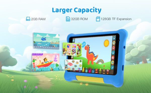 URAO enfant tablette Android 13 7 pouces 5GB RAM 32GB ROM 128GB étendre 5G WiFi 4000mAh batterie double caméra cadeau pour enfants enfants logiciel – Image 11
