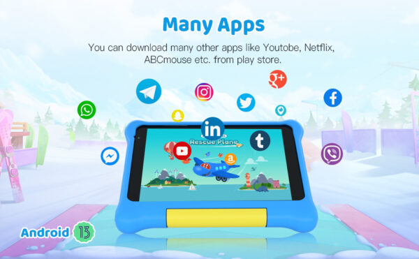 URAO enfant tablette Android 13 7 pouces 5GB RAM 32GB ROM 128GB étendre 5G WiFi 4000mAh batterie double caméra cadeau pour enfants enfants logiciel – Image 9